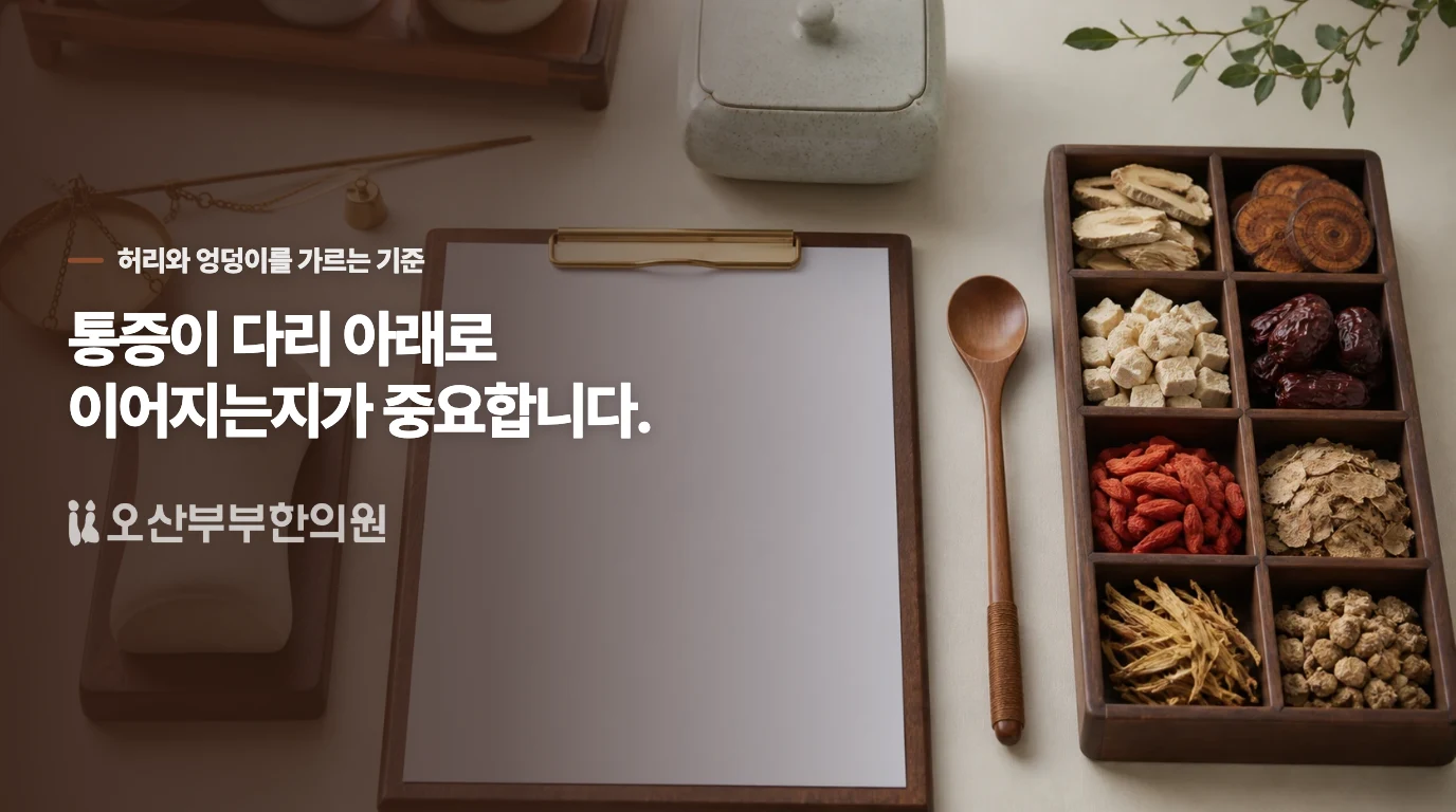다리 아래로 퍼지면 허리 쪽 단서가 커집니다