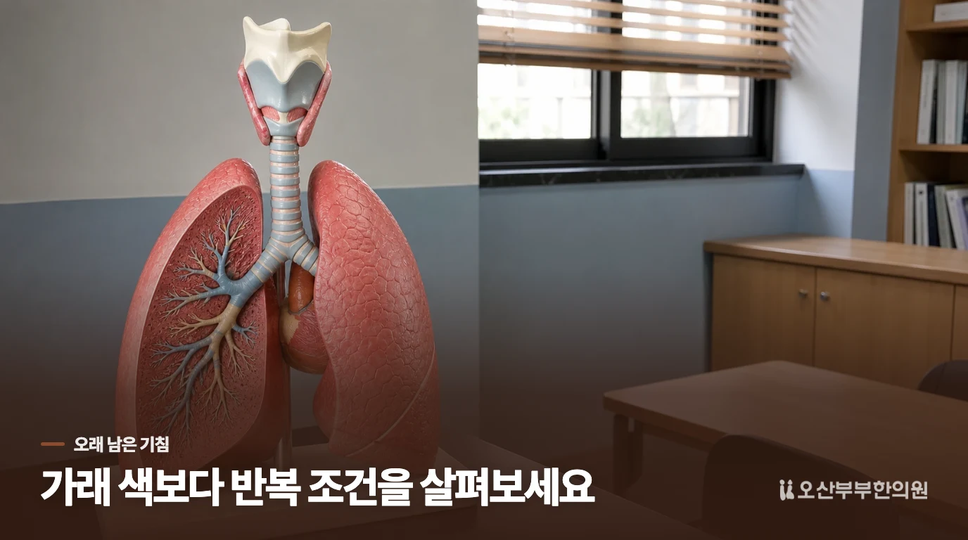 기침이 길어질 때는 가래 색보다 원인을 넓혀 봅니다