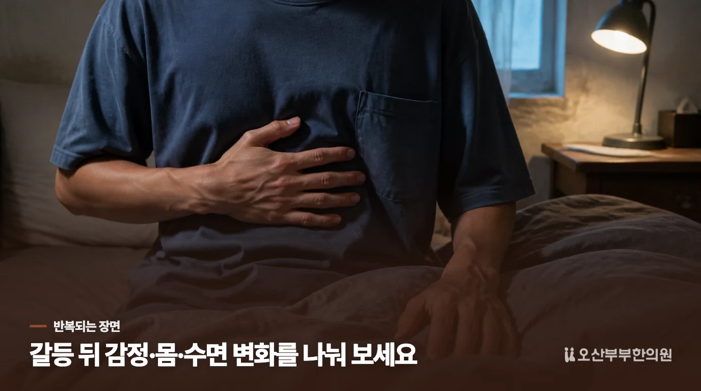 분노가 올라오는 장면과 몸의 반응을 나누어 보세요